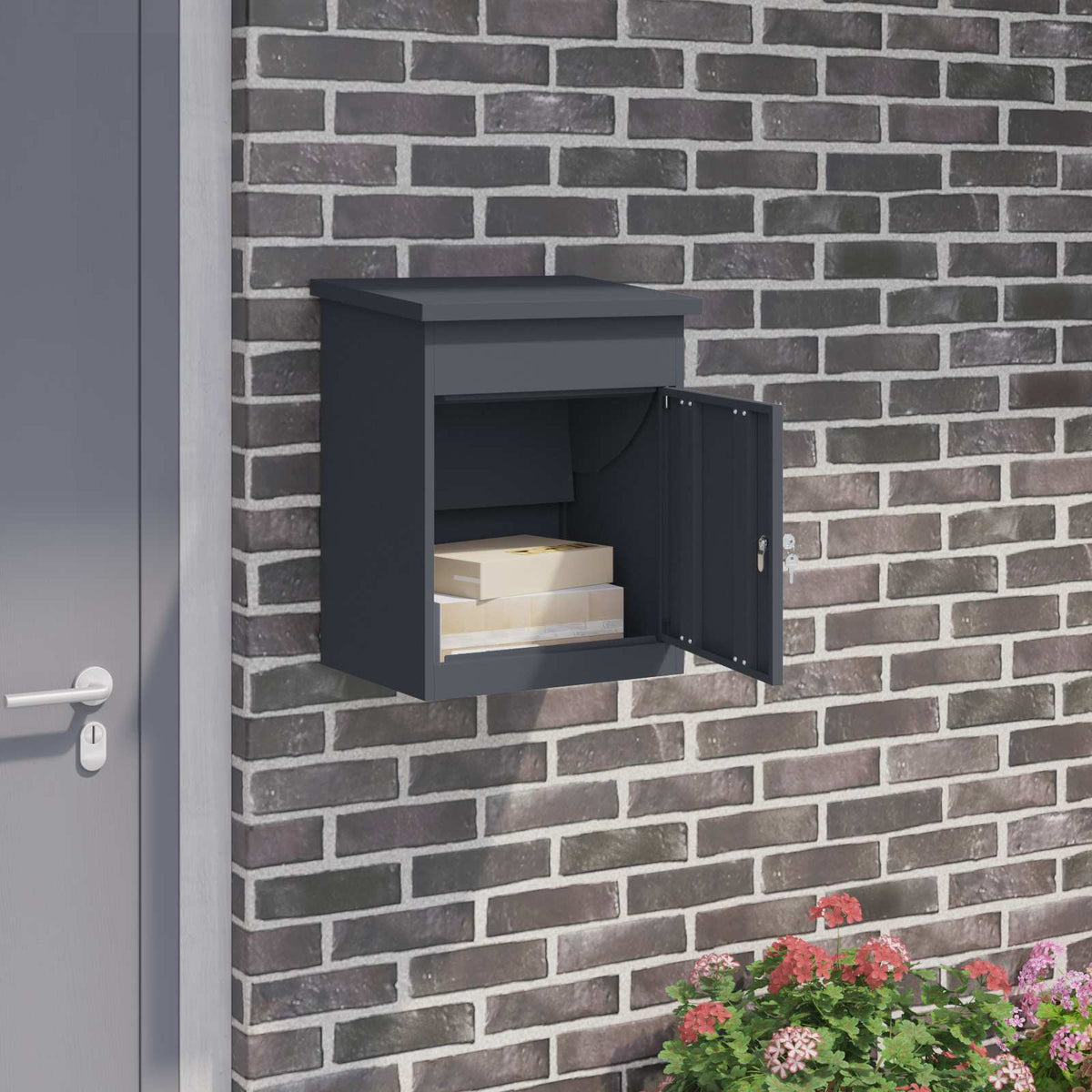 Parcel Drop Box with Storage Anthracite 47.5 x 38 x 59 cm Steel