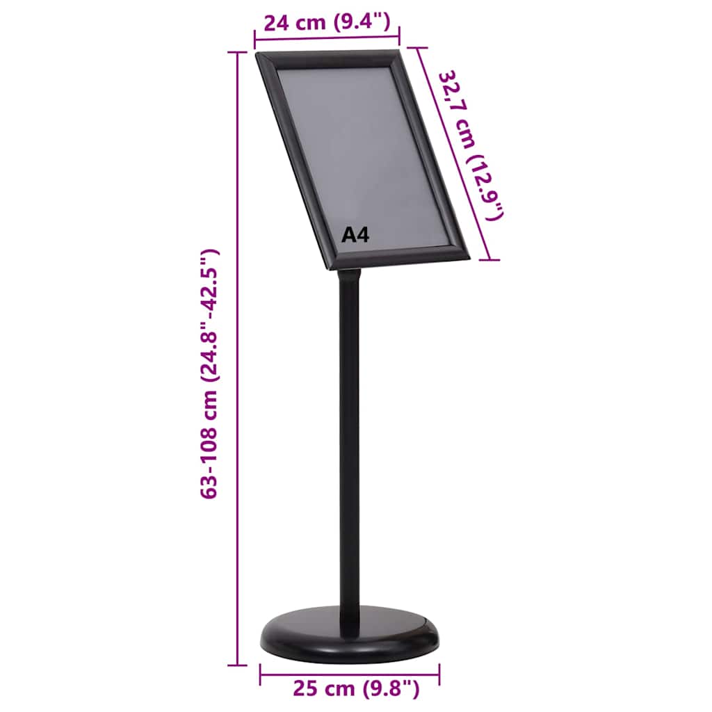 Poster Stands 2 pcs Black 32.7 x 24 x 108 cm Aluminium