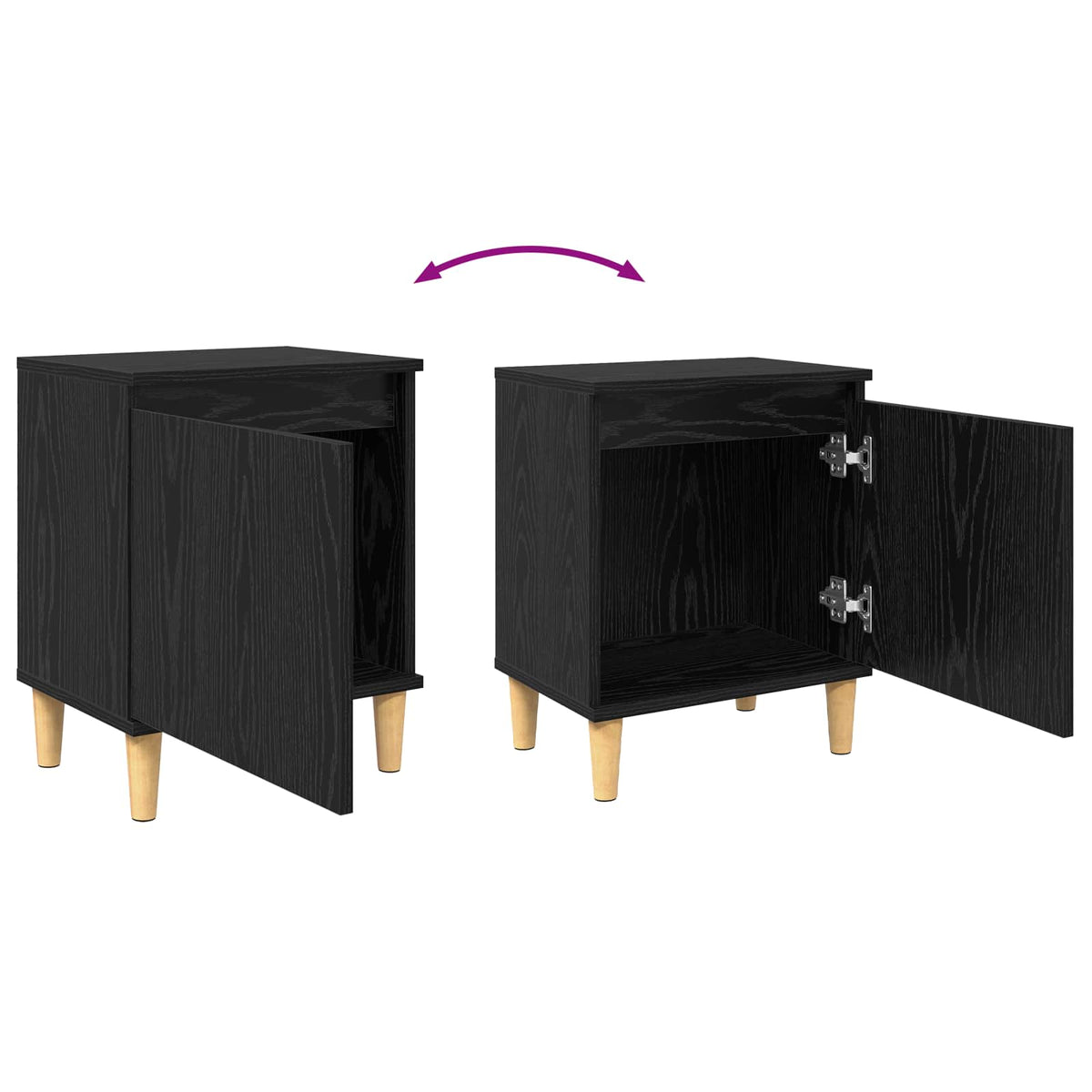 Bedside Cabinet Black Oak 40 x 30 x 50 cm Engineered Wood