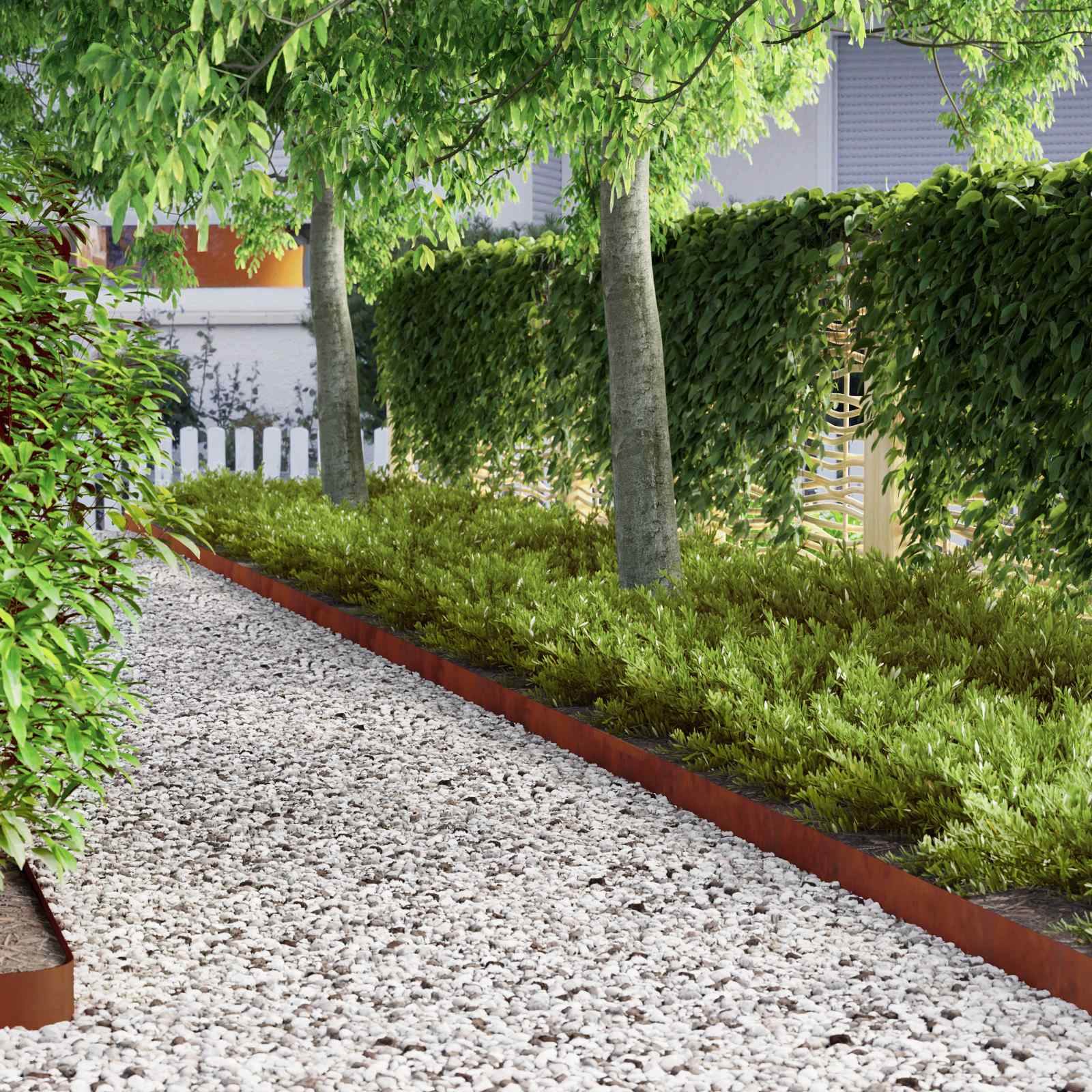 Lawn Edging 4 pcs 450 x 10 cm Weathering Steel Rusty