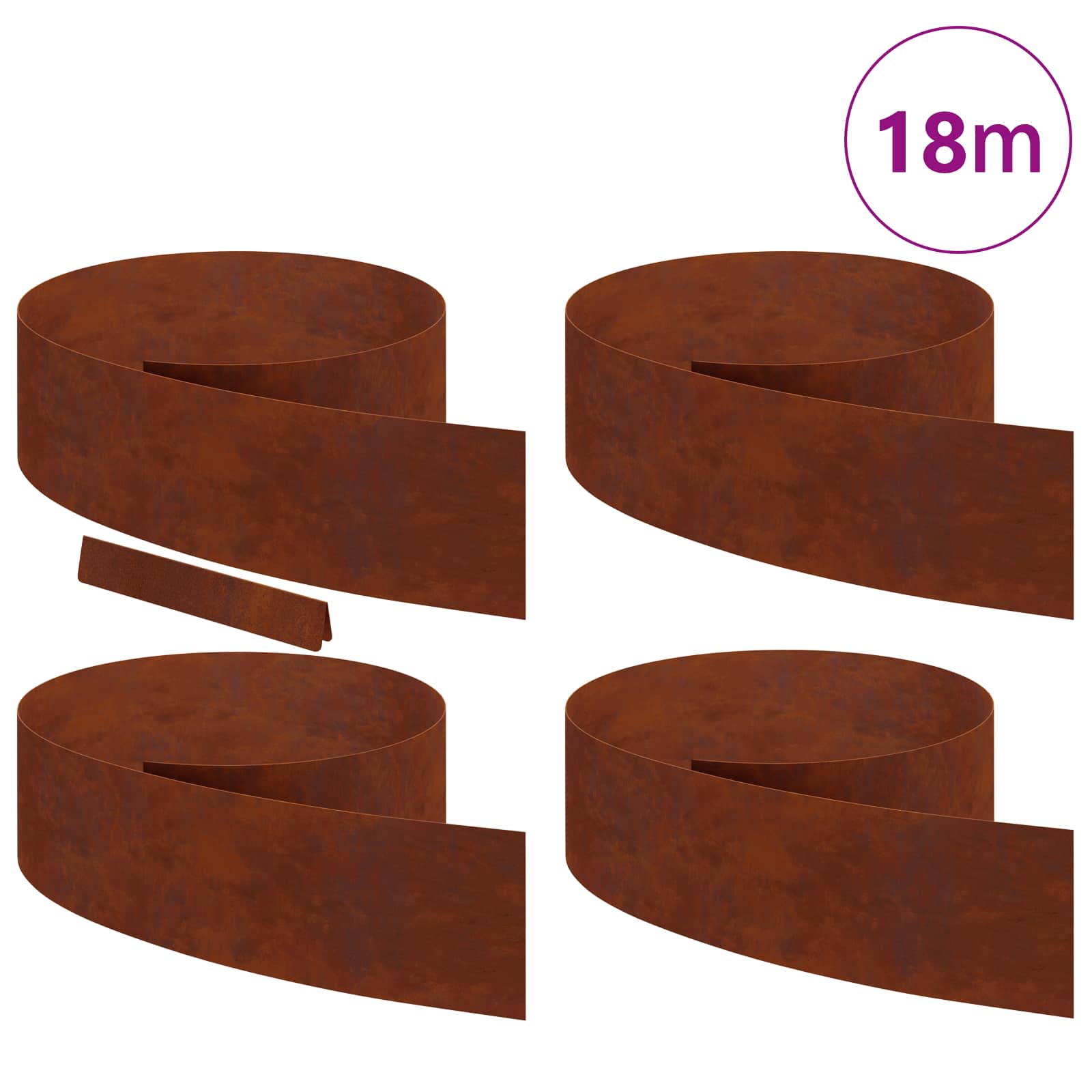 Lawn Edging 4 pcs Rusty 450 x 0.05 x 15 cm Weathering Steel
