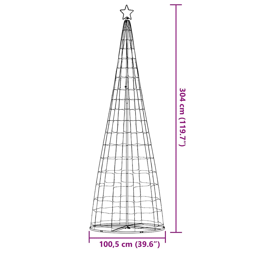 LED Christmas Tree Warm White 100.5 x 100.5 x 304 cm Iron