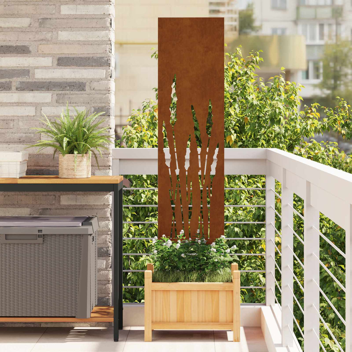Garden Privacy Screen Rusty 32 x 140 cm Weathering Steel