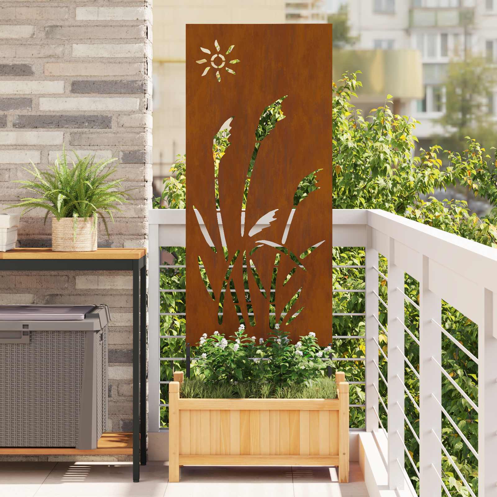 Garden Privacy Screen Rusty 50 x 140 cm Weathering Steel