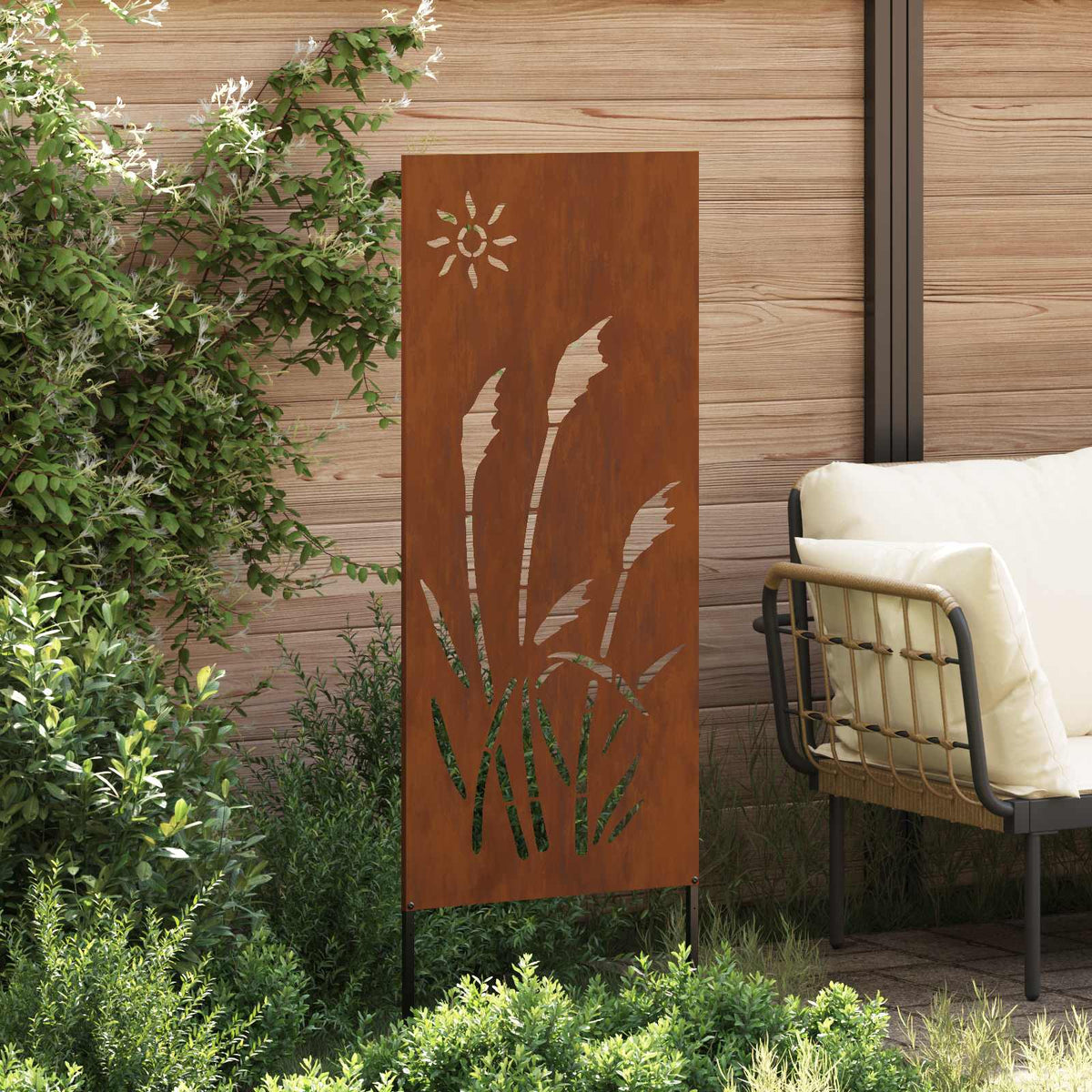 Garden Privacy Screen Rusty 50 x 140 cm Weathering Steel