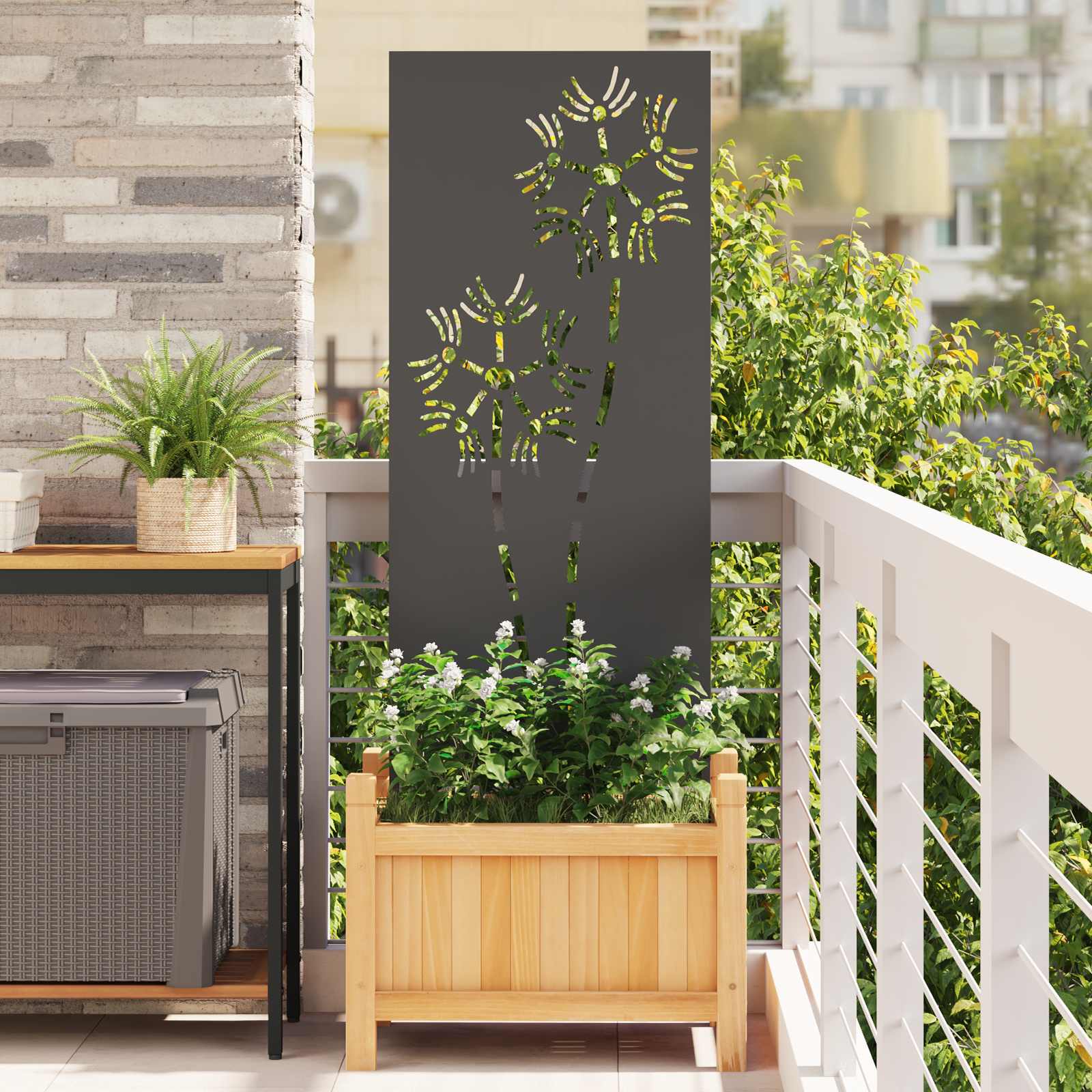 Garden Privacy Screen Black 50 x 140 cm Cold-rolled steel