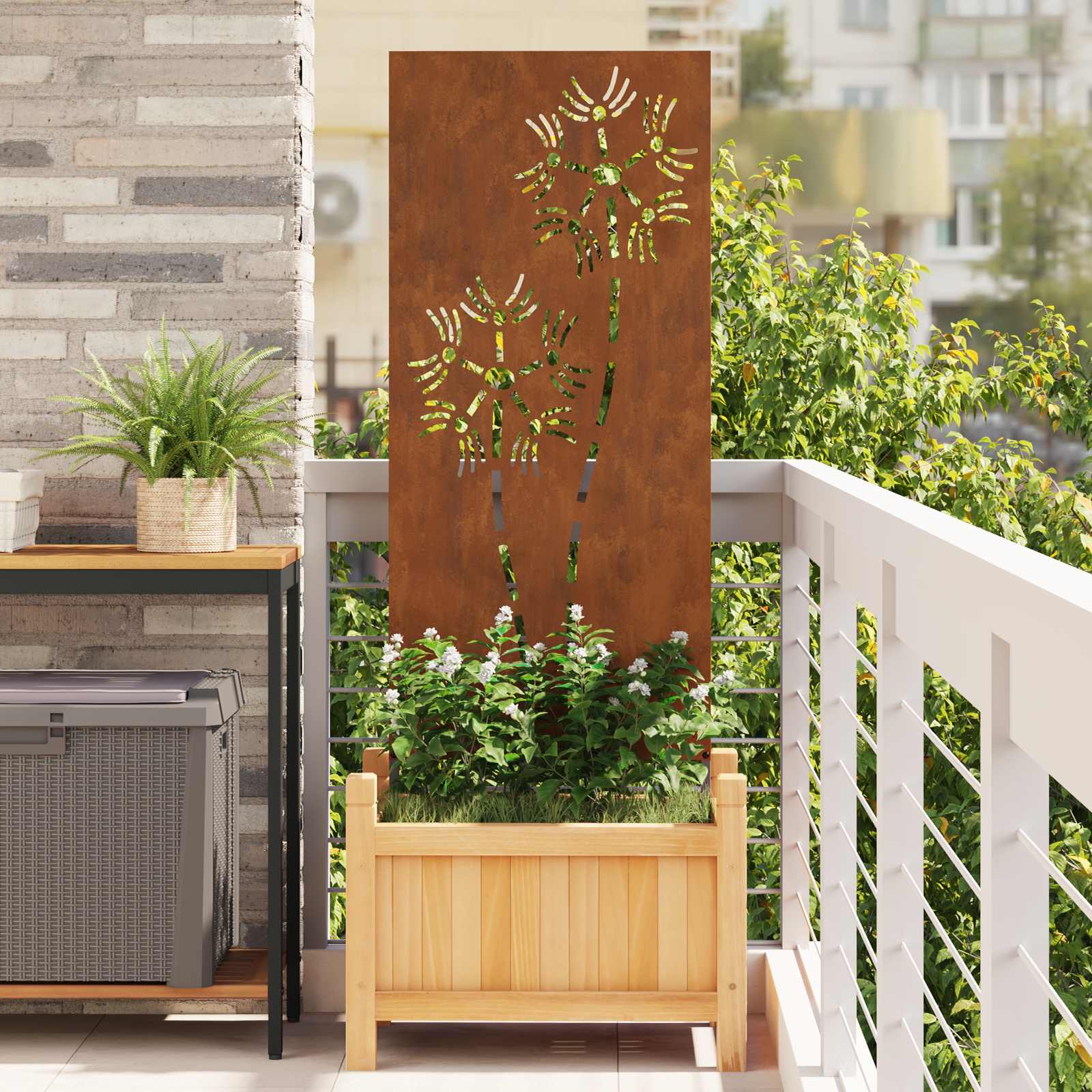 Garden Privacy Screen Rusty 50 x 140 cm Weathering Steel