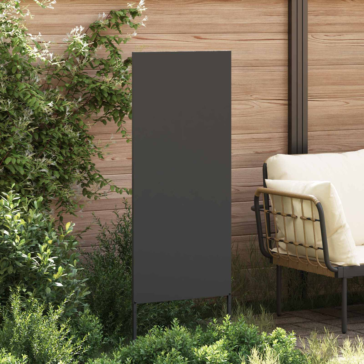 Garden Privacy Screen Black 50 x 140 cm Cold-rolled steel