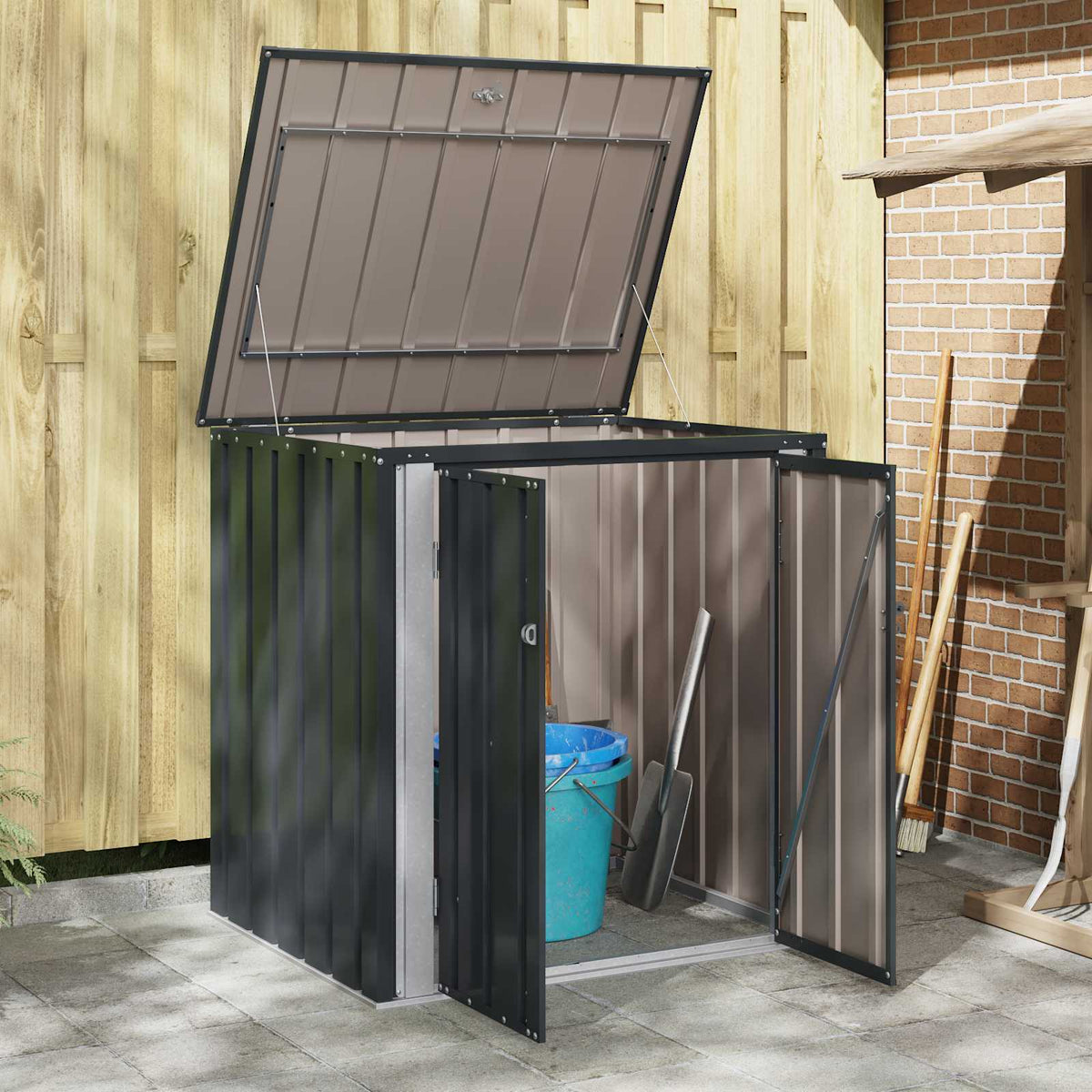 Garden Storage Box Black 101.5 x 82 x 100 cm Steel