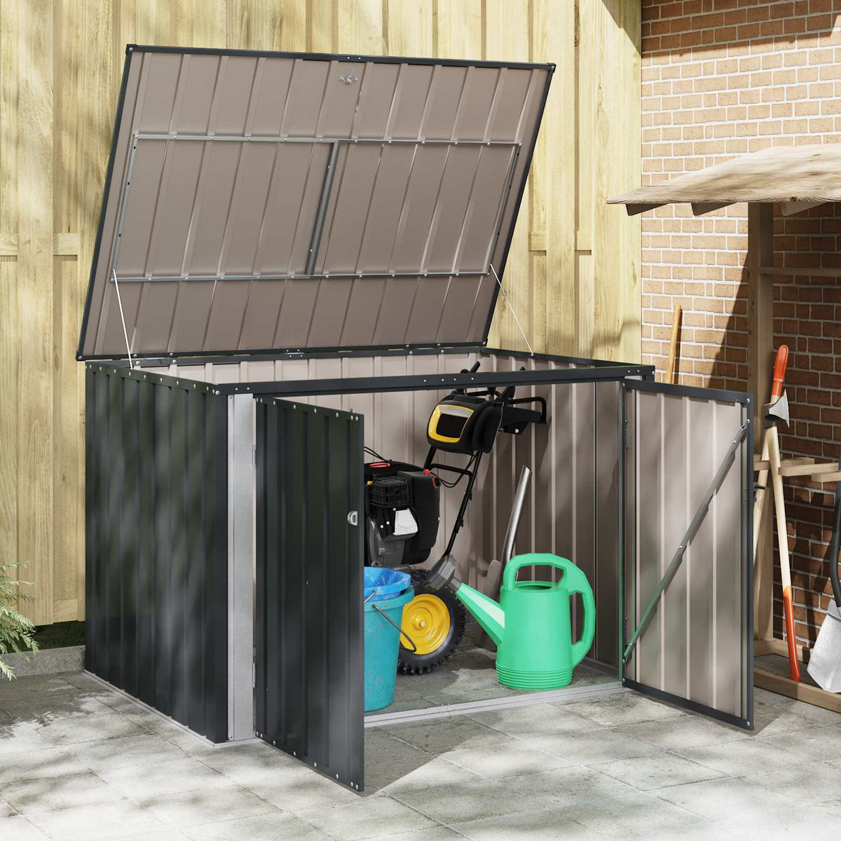 Garden Storage Box Black 151.5 x 107 x 100 cm Steel
