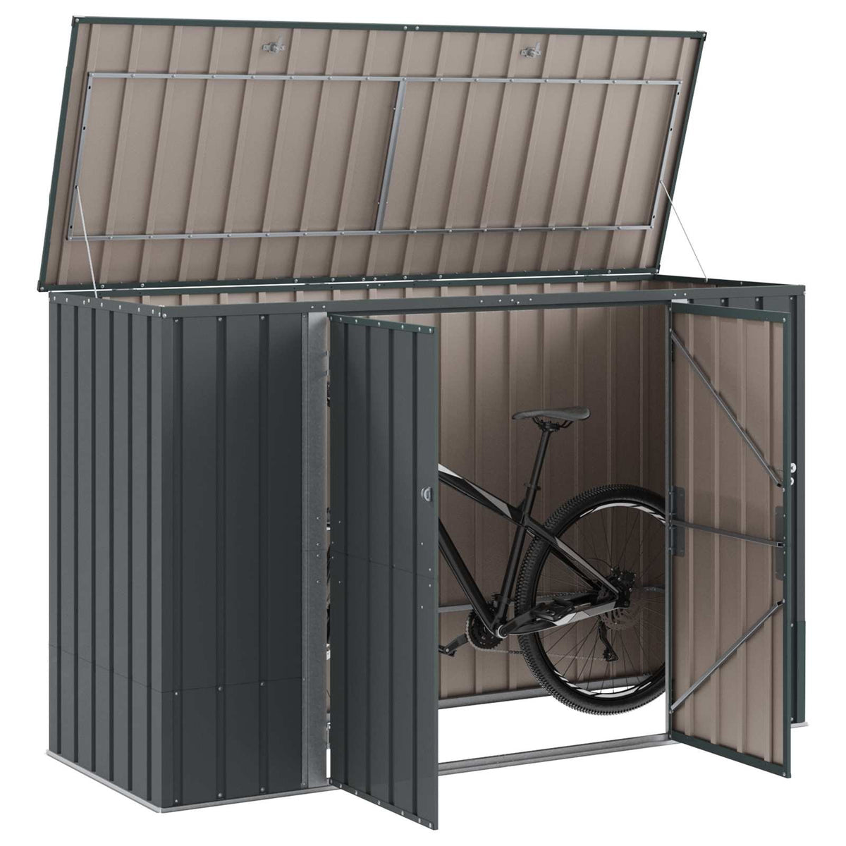 Garden Storage Box Black 214 x 82 x 132 cm Steel