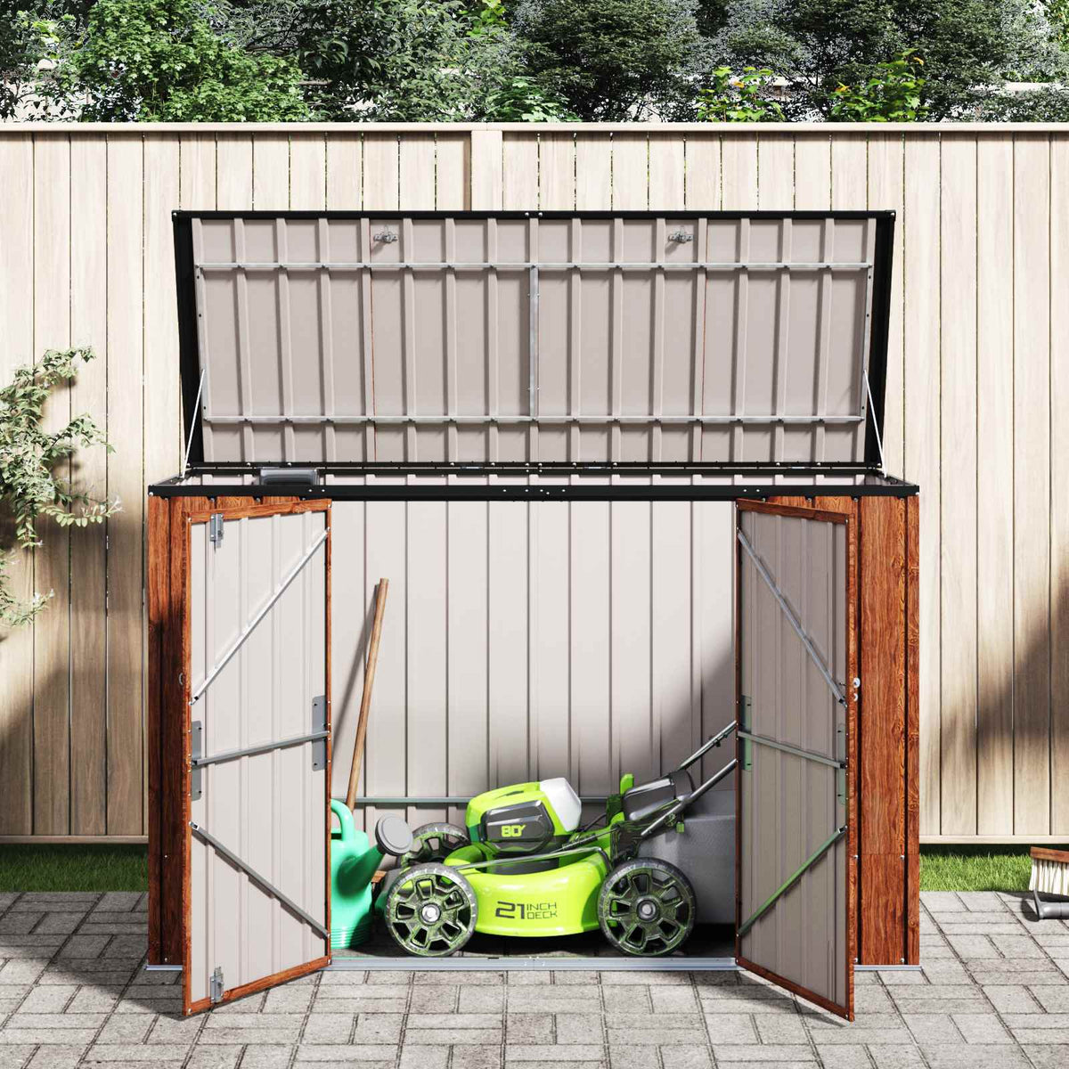Garden Storage Box Brown 214 x 82 x 132 cm Steel