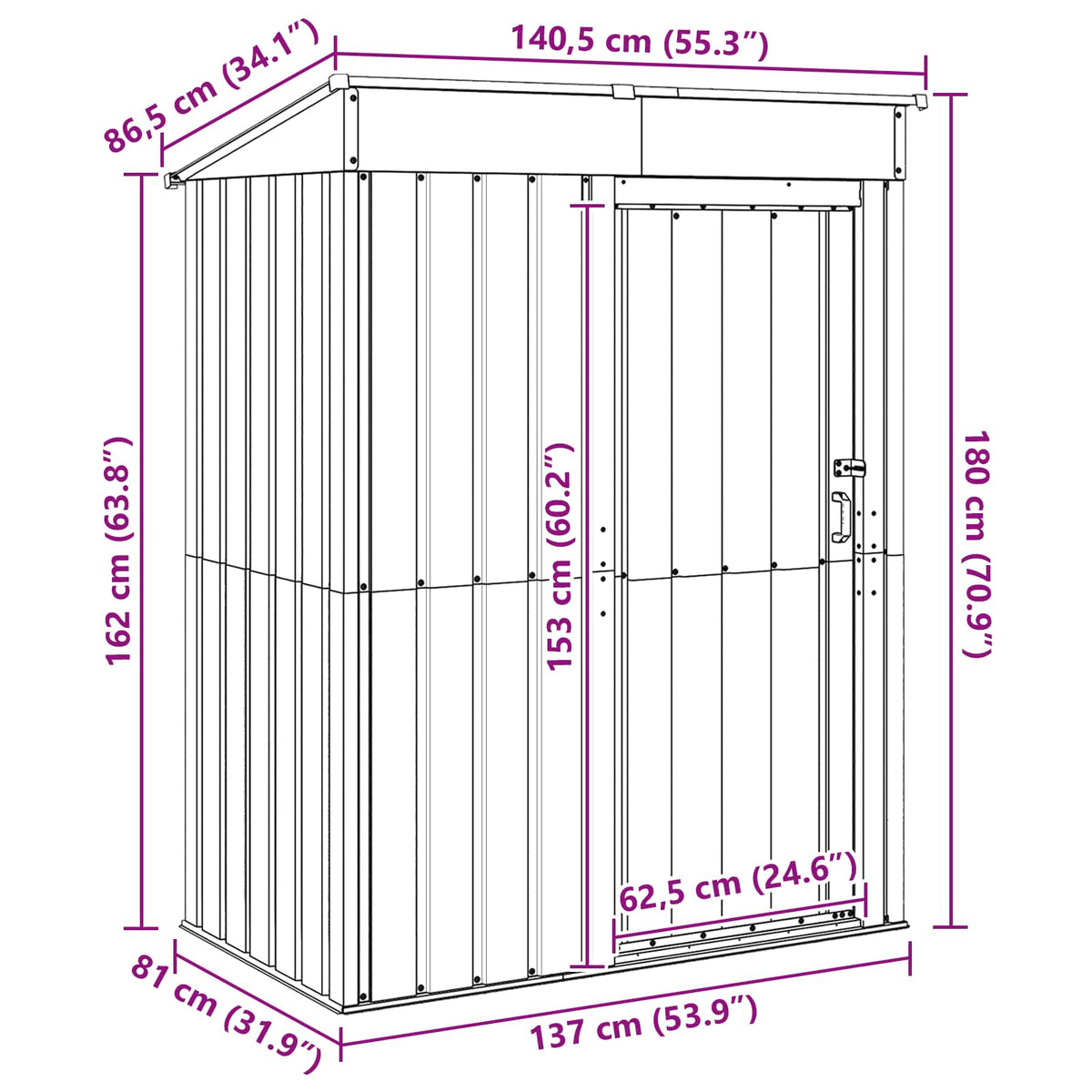 Garden Sheds Brown 137 x 81 x 180 cm Metal