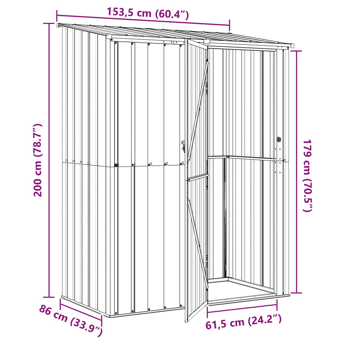Garden Sheds Brown 153.5 x 86 x 200 cm Metal
