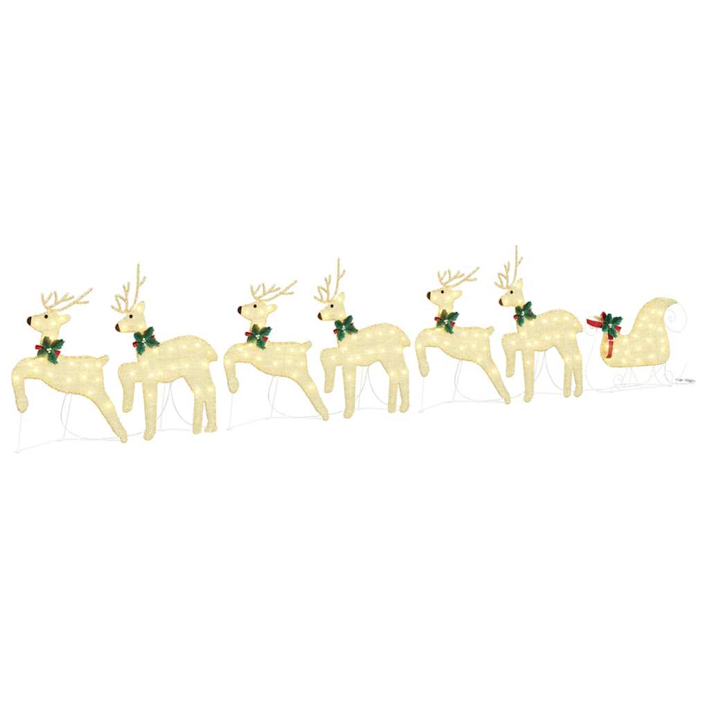 LED Reindeers 7 pcs Gold Fabric