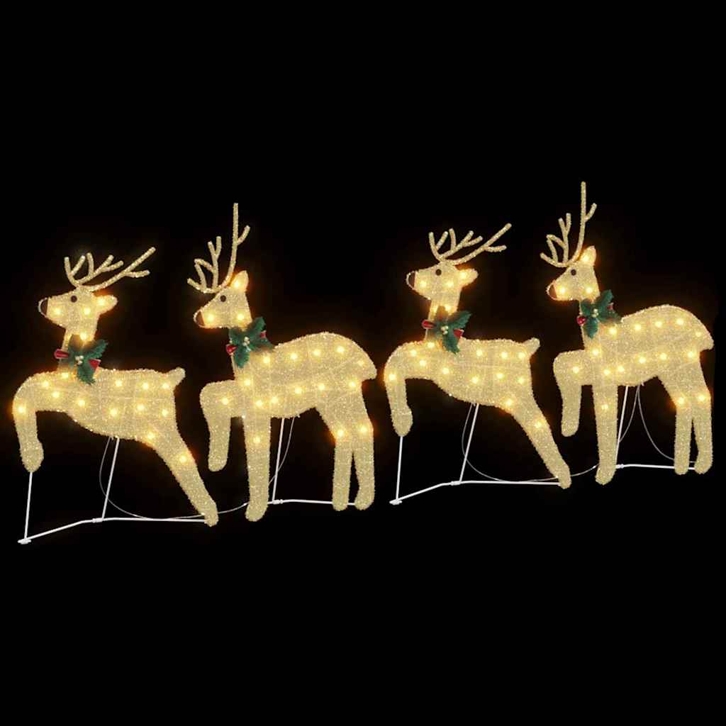 LED Reindeers 4 pcs Gold Fabric