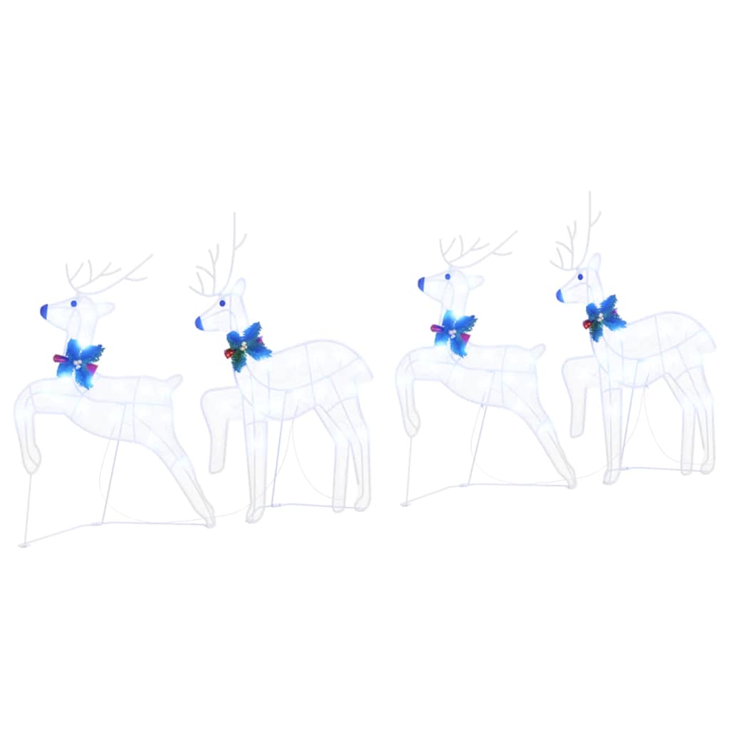 LED Reindeers 4 pcs White Fabric