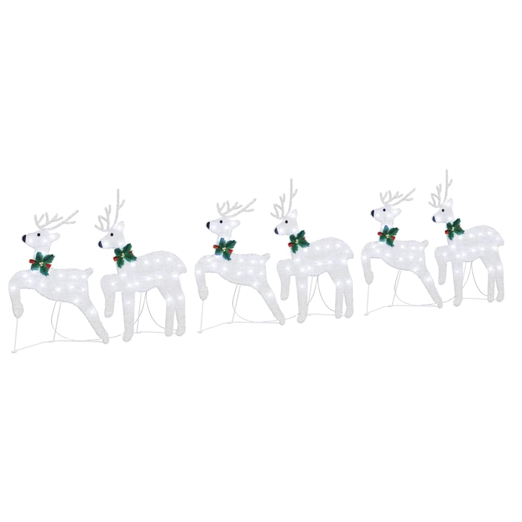 LED Reindeers 6 pcs Silver Fabric