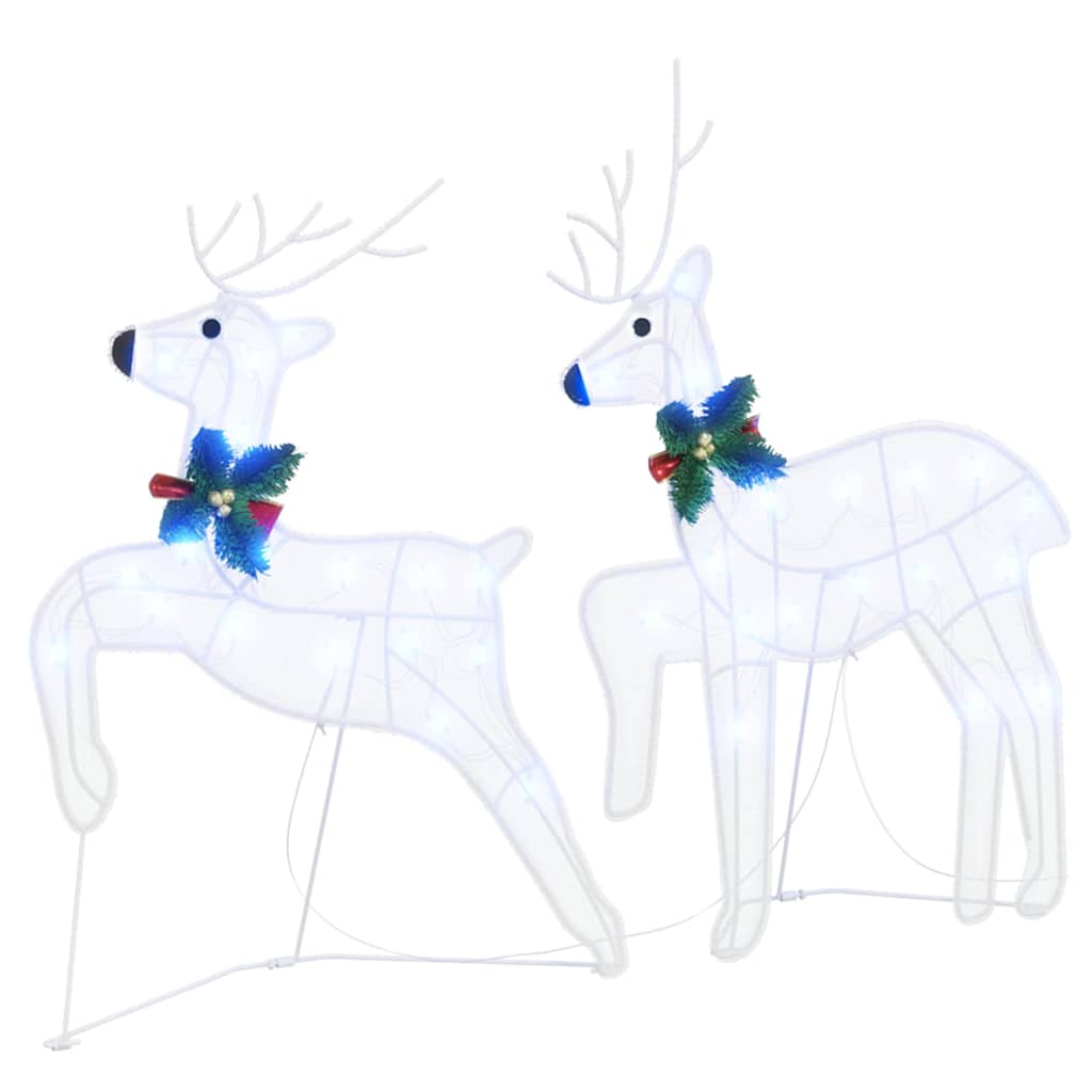 LED Reindeers 6 pcs White Fabric