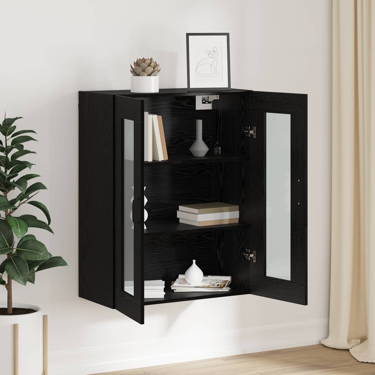 Storage Cabinet Wall-mounted Black Oak 69,5 x 34 x 90 cm