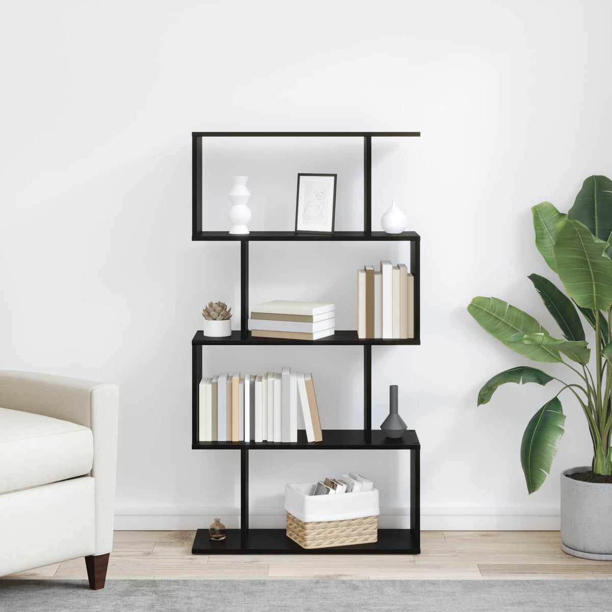 Book Cabinet Black Oak 70 x 24 x 129 cm Engineered Wood