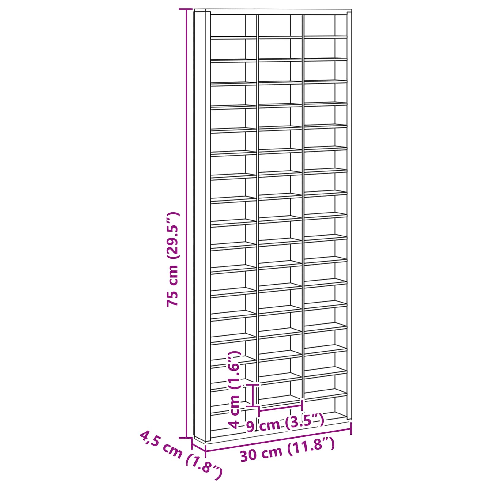 Wall Display Case Beige 30 x 4,5 x 75 cm Engineered Wood