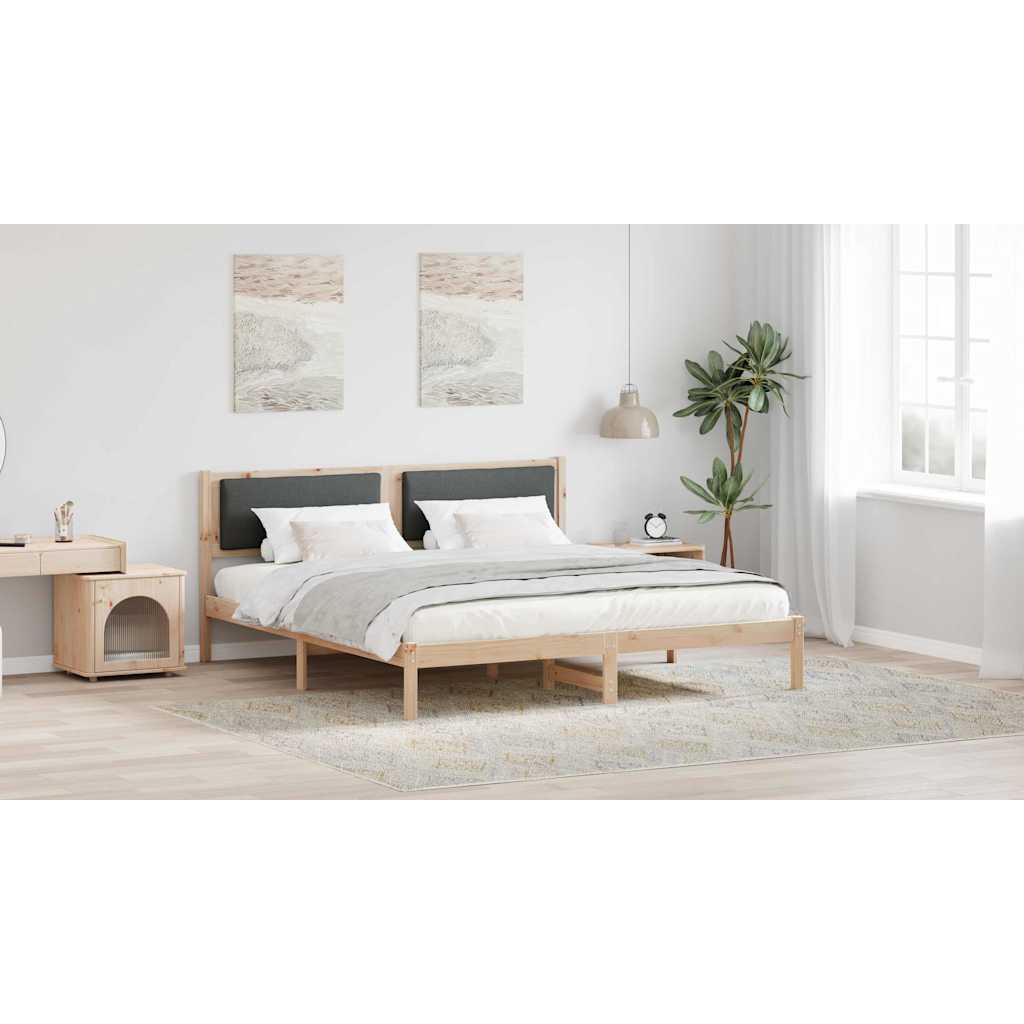 Bed Frame with Headboard Dark Grey 180 x 200 cm Solid Pine Wood