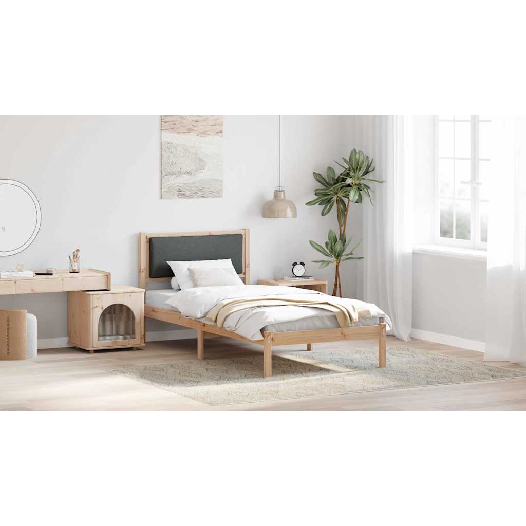Bed Frame with Headboard Dark Grey 90 x 190 cm Solid Pine Wood