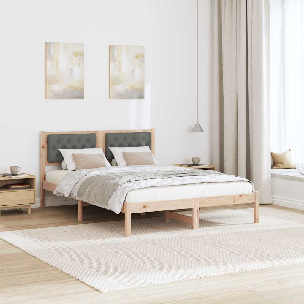 Bed Frame with Headboard Dark Grey 150 x 200 cm Solid Pine Wood