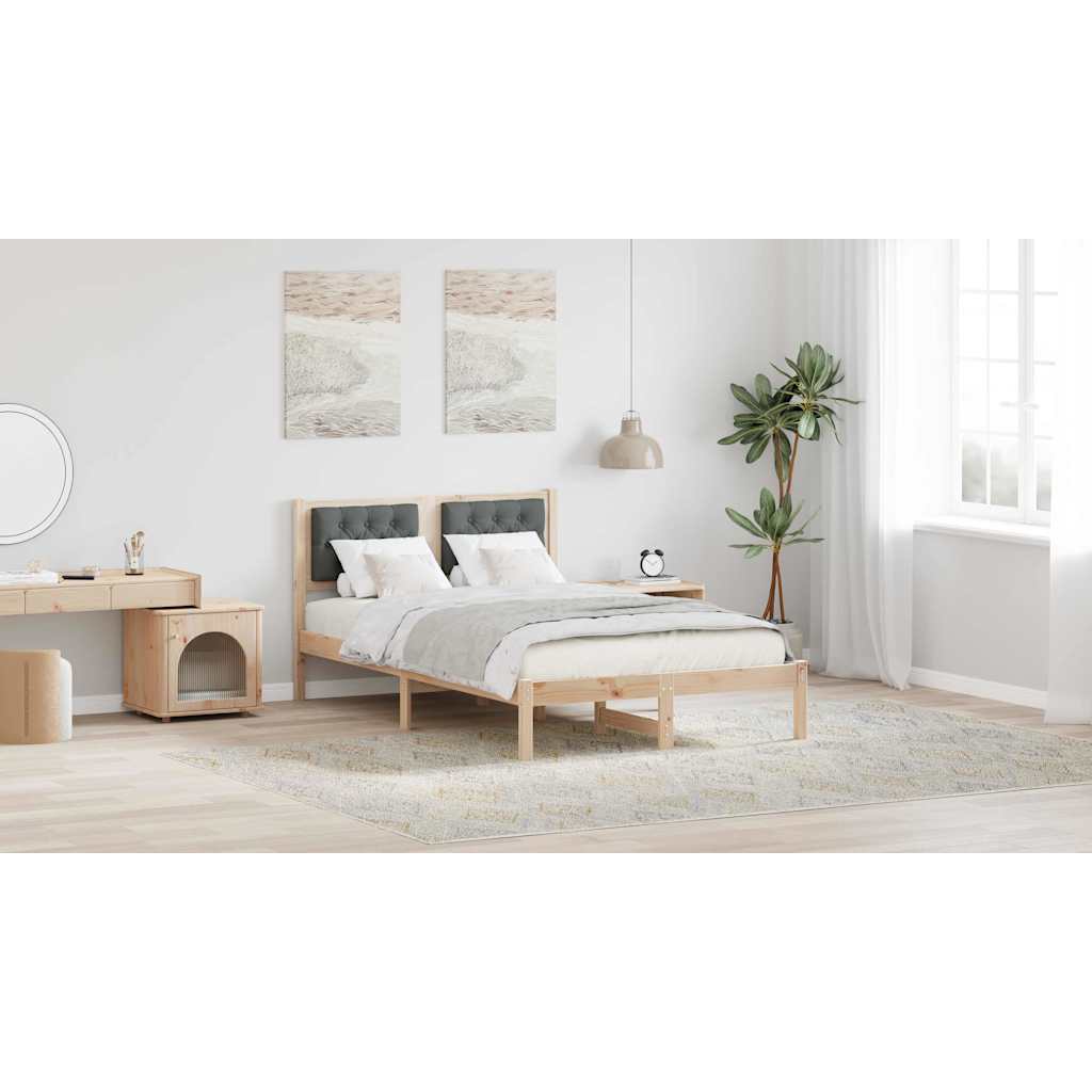 Bed Frame with Headboard Dark Grey 135 x 190 cm Solid Pine Wood