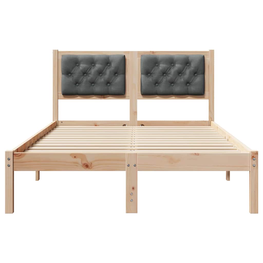 Bed Frame with Headboard Dark Grey 135 x 190 cm Solid Pine Wood
