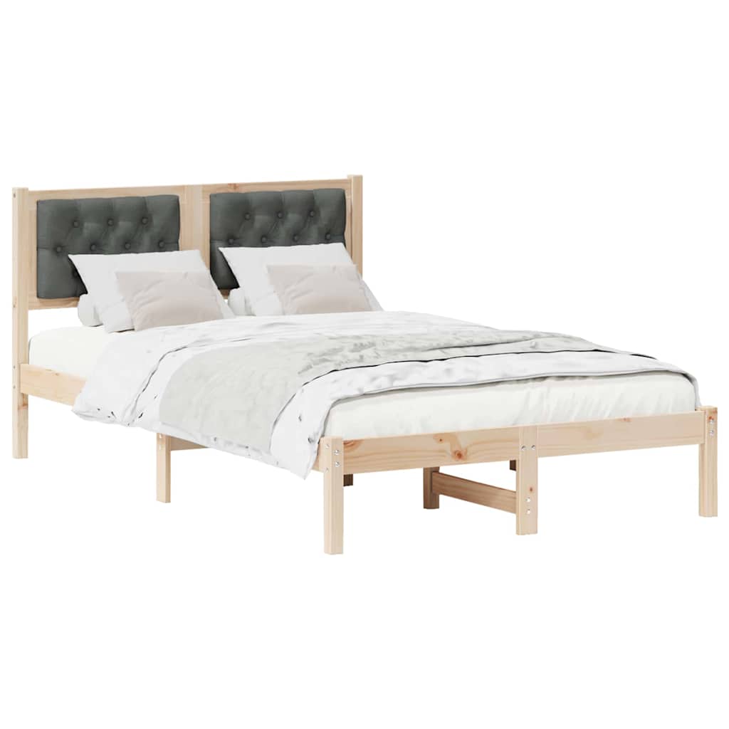 Bed Frame with Headboard Dark Grey 135 x 190 cm Solid Pine Wood