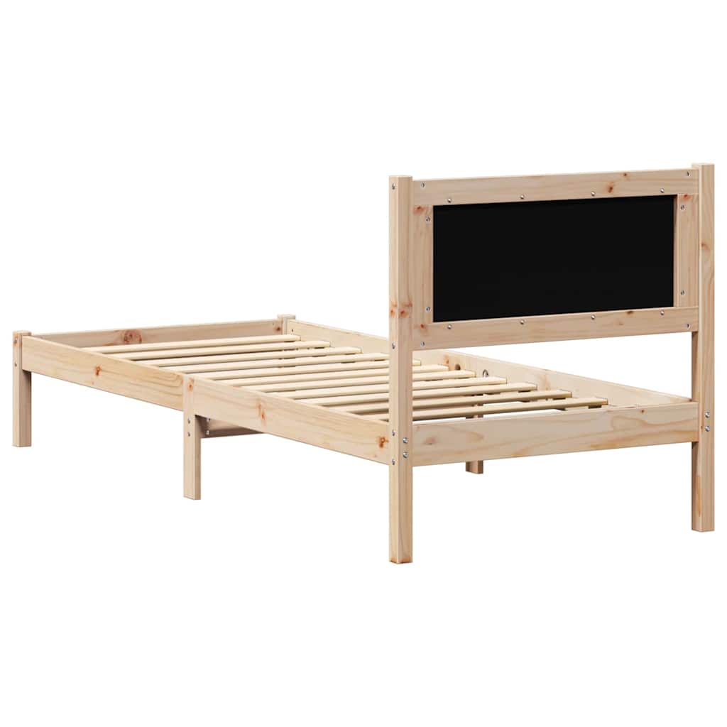 Bed Frame with Headboard Dark Grey 90 x 190 cm Solid Pine Wood