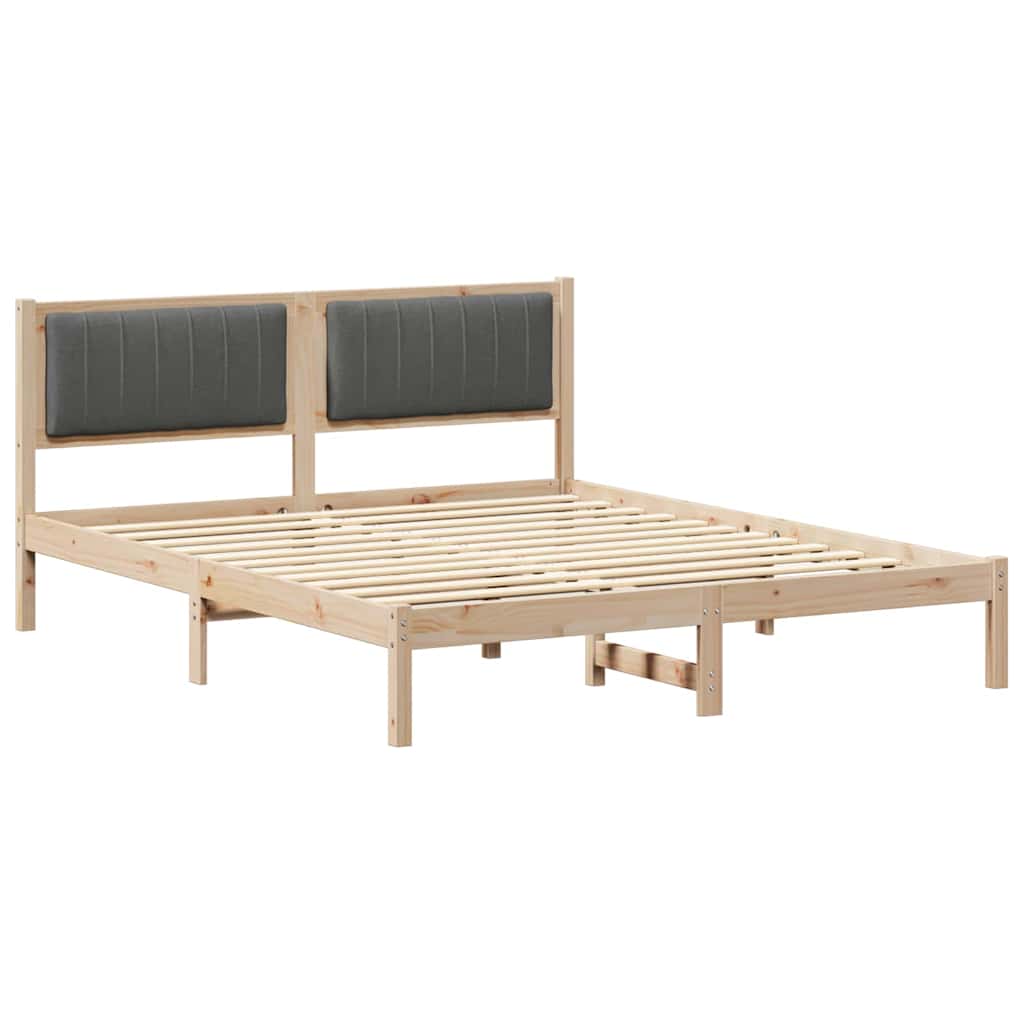 Bed Frame with Upholstered Headboard Dark Grey 150 x 200 cm