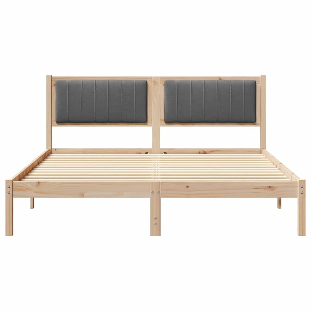 Bed Frame with Upholstered Headboard Dark Grey 150 x 200 cm
