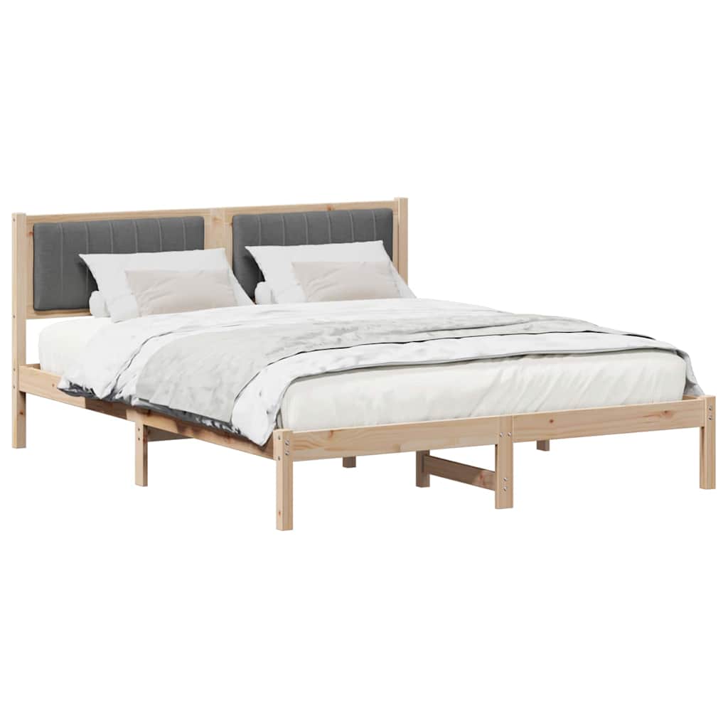 Bed Frame with Upholstered Headboard Dark Grey 150 x 200 cm
