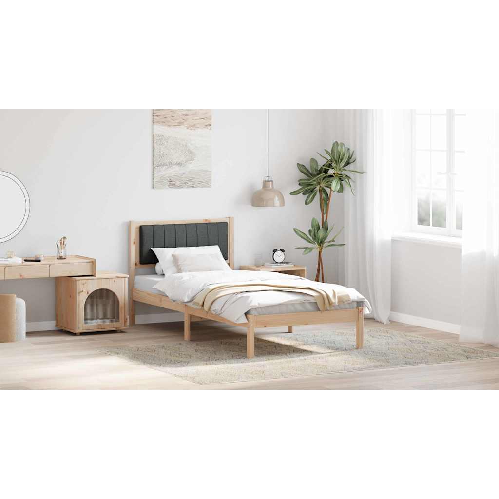 Bed Frame with Upholstered Headboard Dark Grey 90 x 190 cm