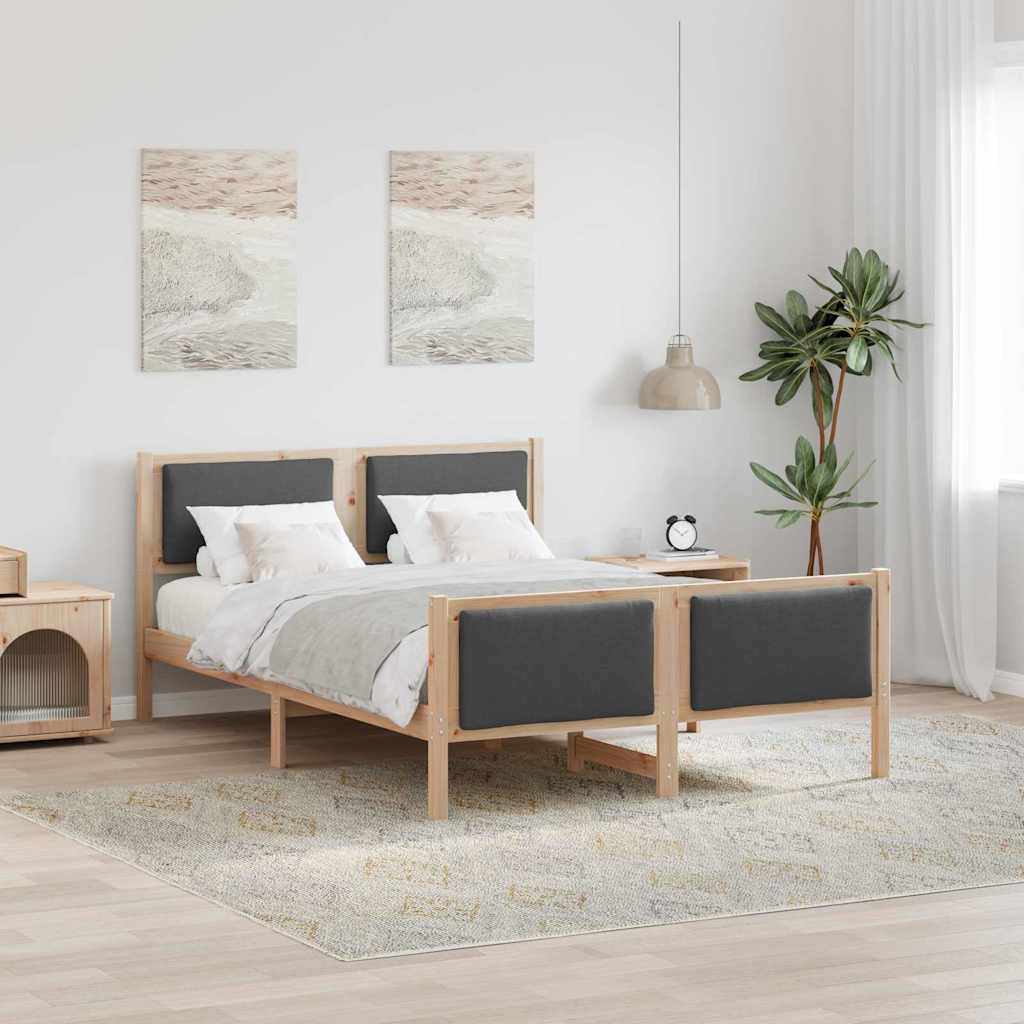 Bed Frame with Headboard Dark Grey 135 x 190 cm Fabric