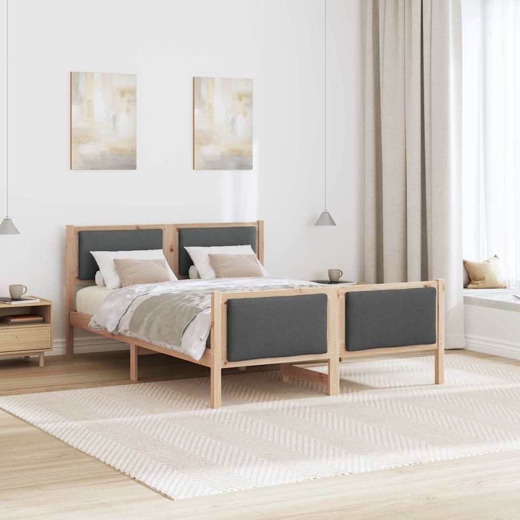 Bed Frame with Headboard Dark Grey 135 x 190 cm Fabric