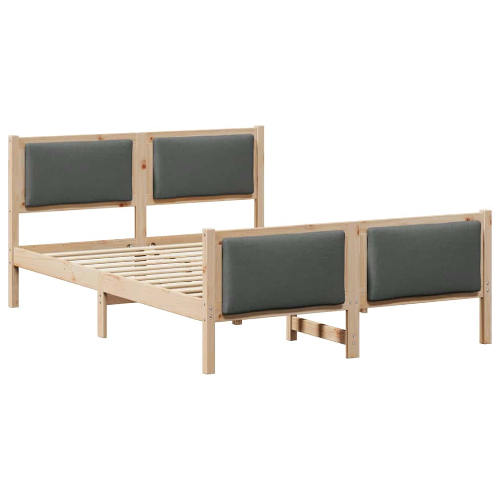 Bed Frame with Headboard Dark Grey 135 x 190 cm Fabric