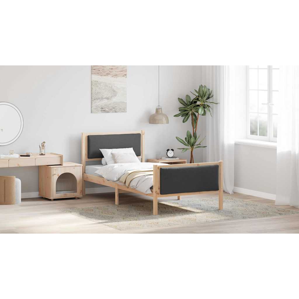 Bed Frame with Headboard Dark Grey 90 x 190 cm Fabric