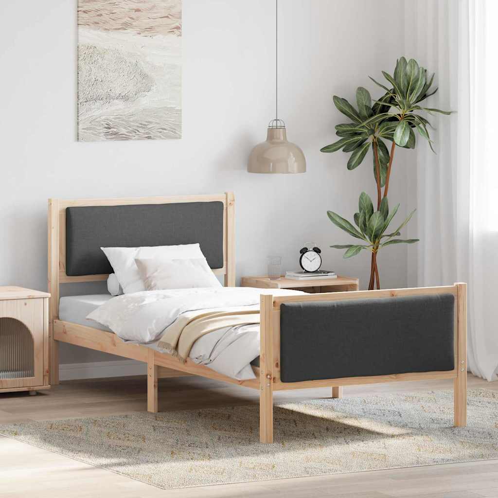 Bed Frame with Headboard Dark Grey 90 x 190 cm Fabric