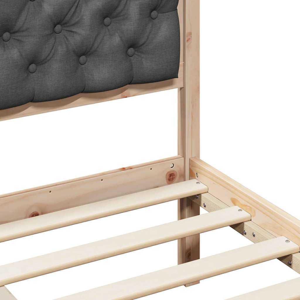 Bed Frame with Headboard Dark Grey 135 x 190 cm Solid Pine Wood