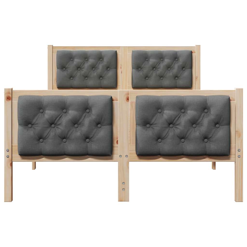 Bed Frame with Headboard Dark Grey 135 x 190 cm Solid Pine Wood