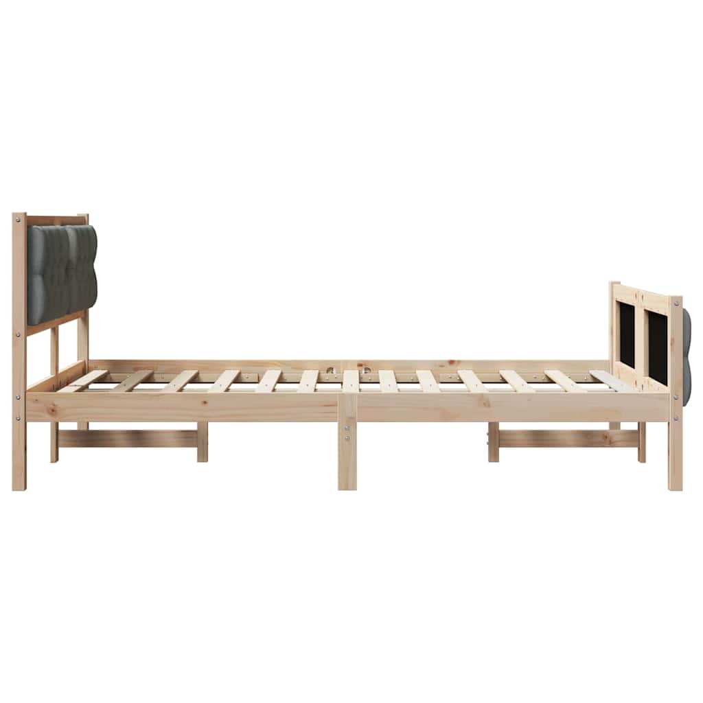 Bed Frame with Headboard Dark Grey 135 x 190 cm Solid Pine Wood