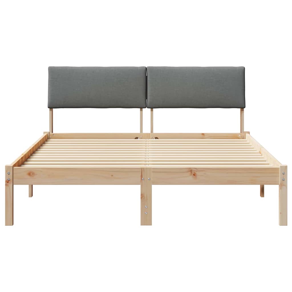 Bed frame Brown and dark grey 150 x 200 cm Solid pine wood