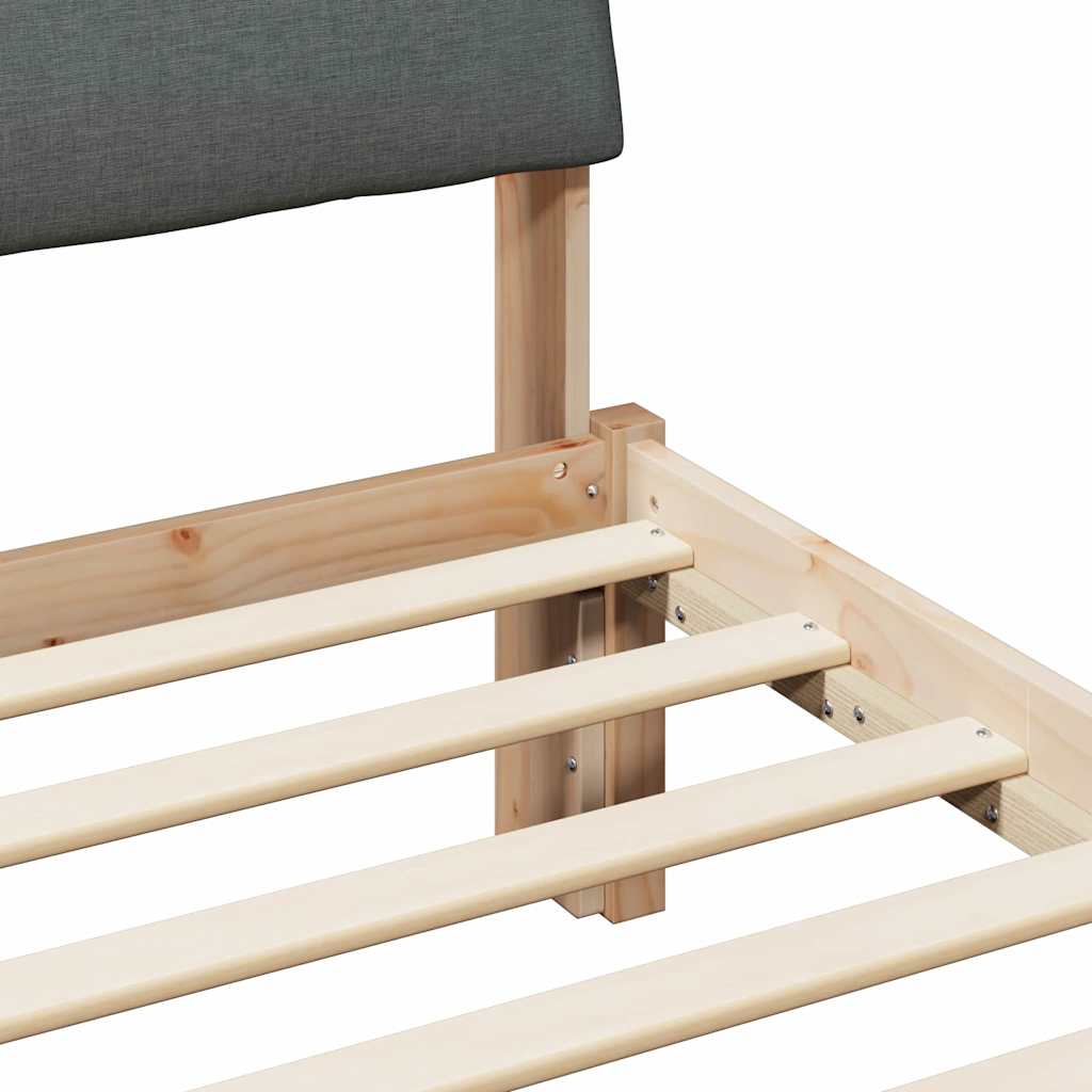 Bed frame Brown and dark grey 90 x 190 cm Solid pine wood