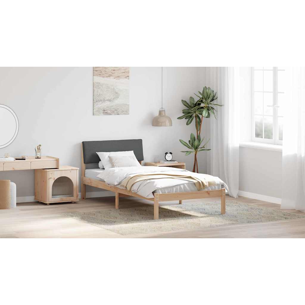 Bed frame Brown and dark grey 90 x 190 cm Solid pine wood