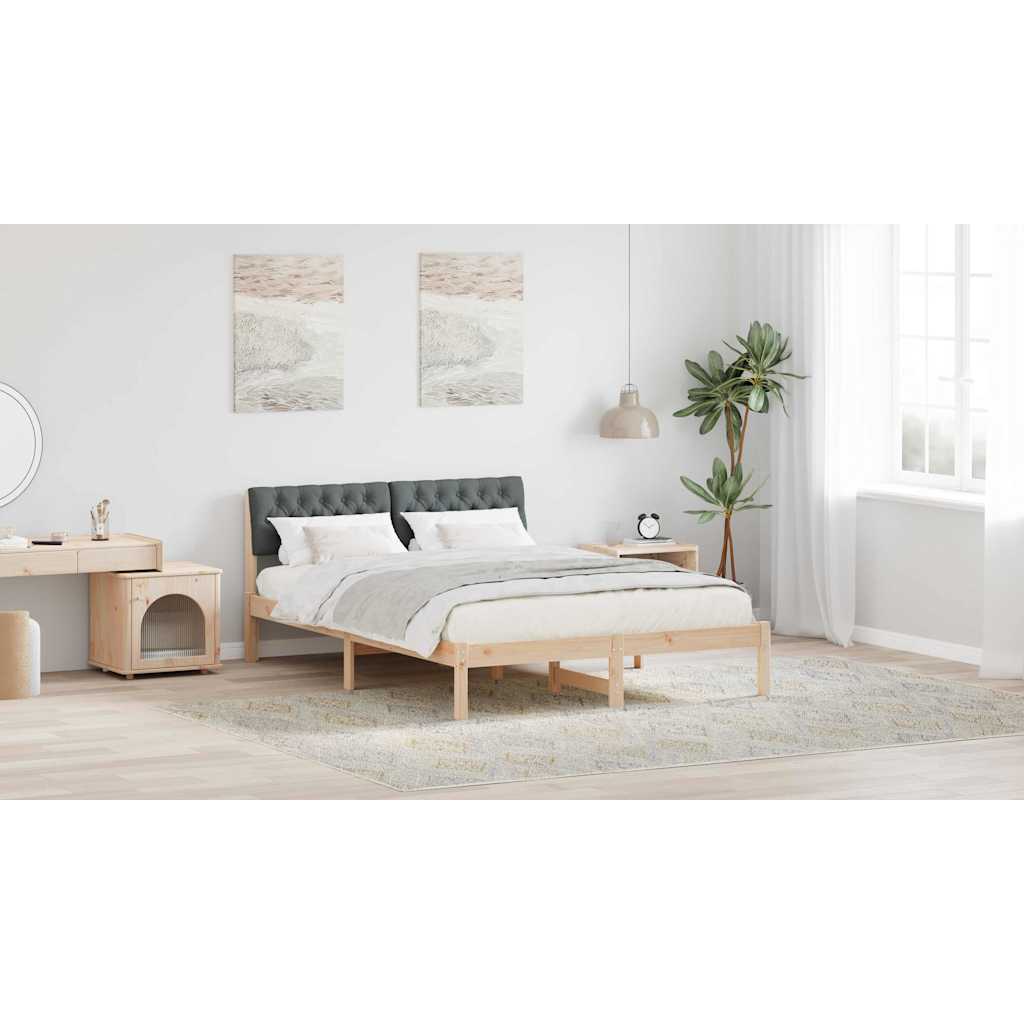 Bed frame Brown and dark grey 150 x 200 cm Solid pine wood