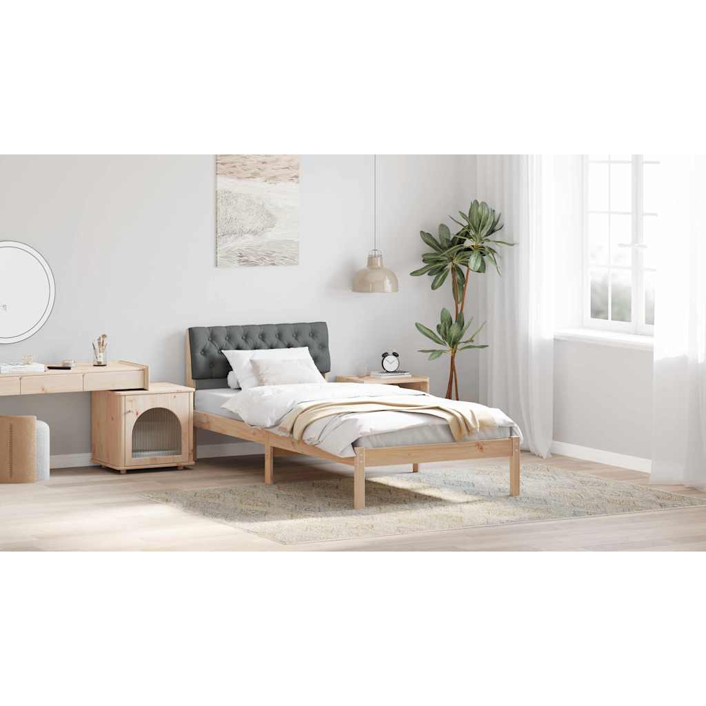 Bed frame Brown and dark grey 90 x 190 cm Solid pine wood